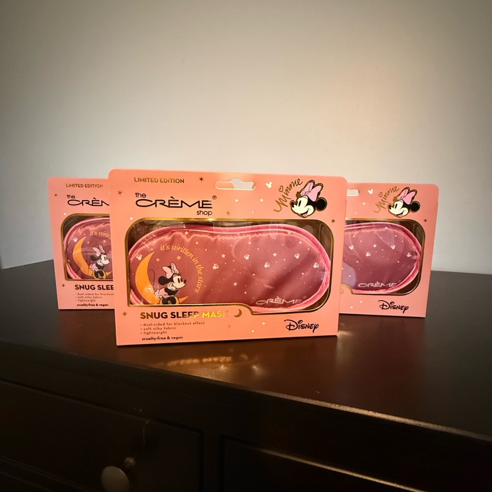 Disney Pink Snug Sleep Mask by The Crème Shop- Minnie Mouse, NEW, Set of 3